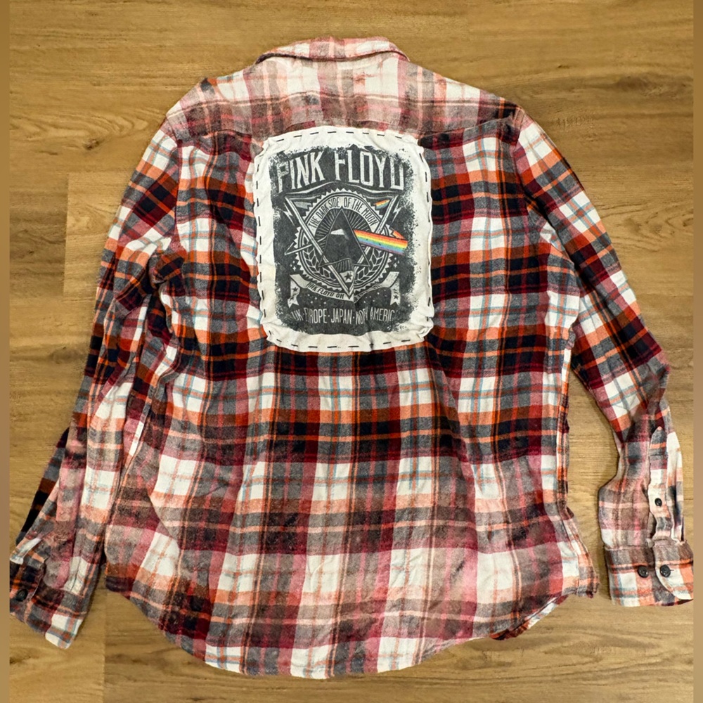 Pink Floyd Red and Black Plaid Long Sleeve Tee